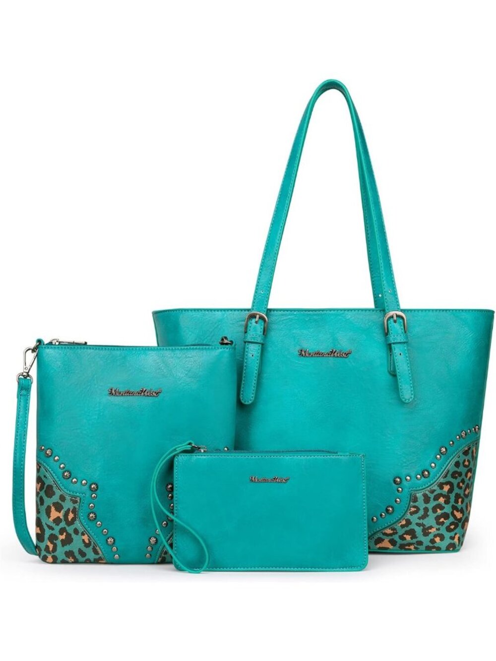 Leopard Print Tote Bag & Wallet Set - Stylish Crossbody Satchel Handbags for